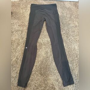Lululemon Grey Leggings with pockets and ankle slit